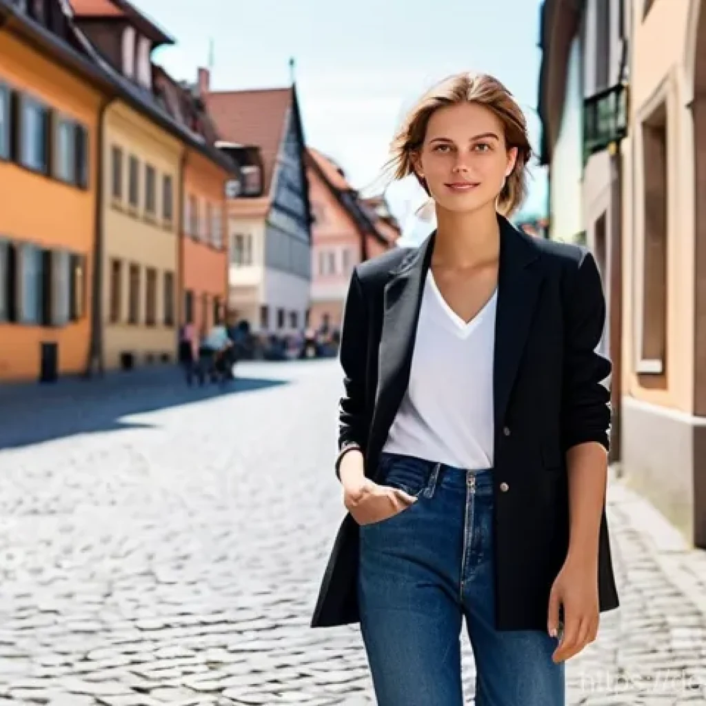 데일리 여성 룩북 추천 - **Prompt:** A stylish German woman, approximately 30 years old, exudes effortless elegance in a high...