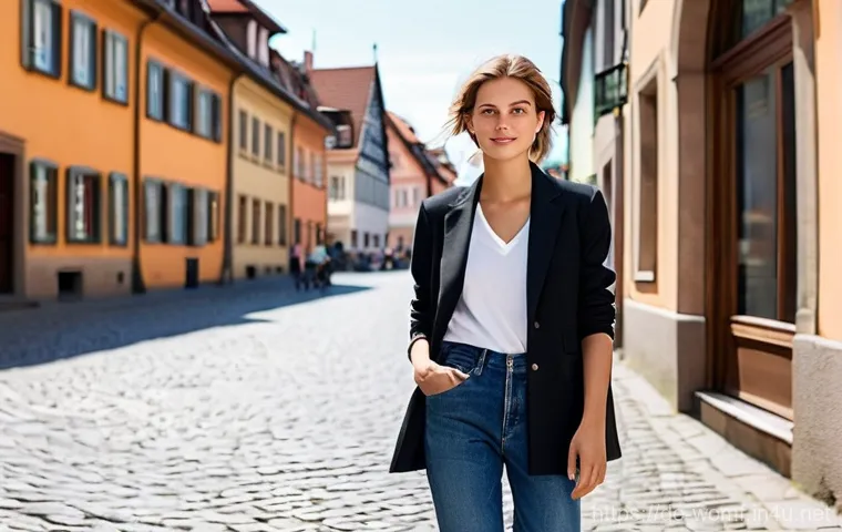 데일리 여성 룩북 추천 - **Prompt:** A stylish German woman, approximately 30 years old, exudes effortless elegance in a high...