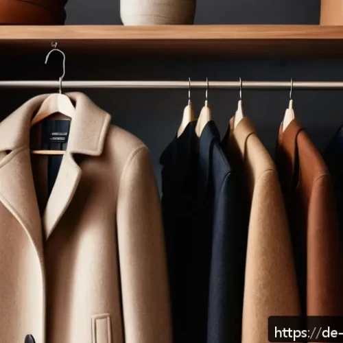 Home 17 겨울 여성 울코트 비교 - A high-quality wool coat displayed on a mannequin in a cozy boutique setting in Germany, featuring a...